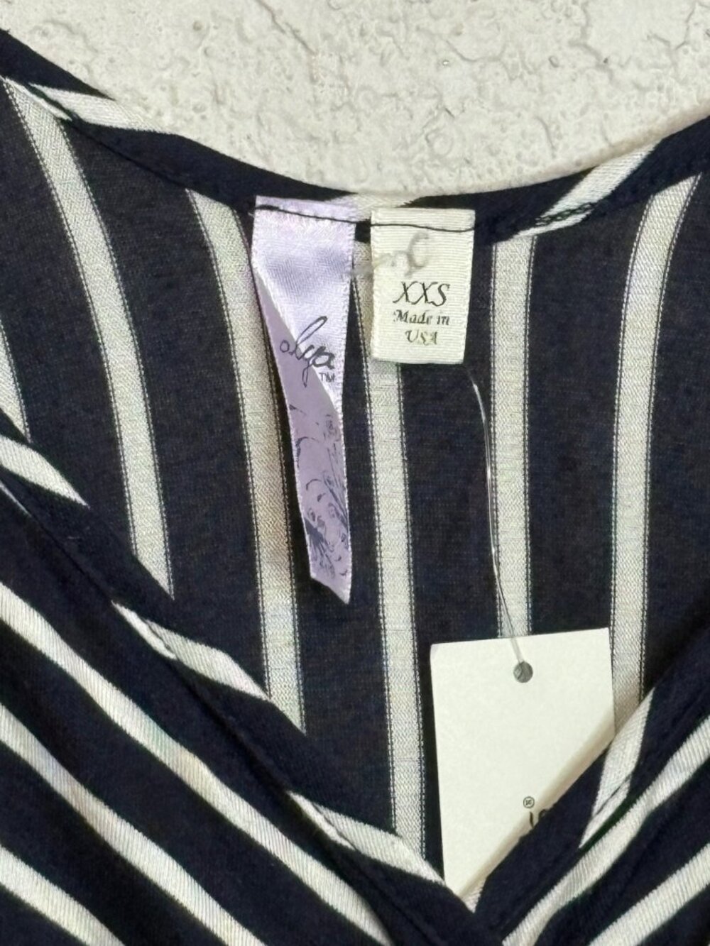Striped Navy & White Maxi Dress With Adjustable Tie Straps XXS - Picture 2 of 12